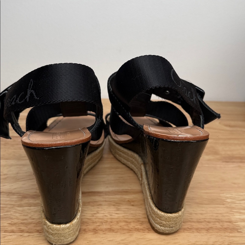 Coach Black Espadrille wedged Sandals - Picture 9 of 16
